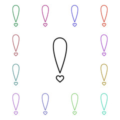Poster - Exclamation of heart multi color style icon. Simple thin line, outline vector of heartbeat icons for ui and ux, website or mobile application
