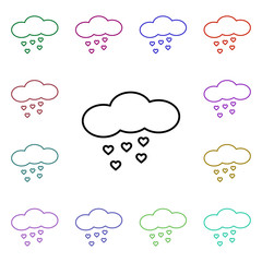 Poster - Heart rain, snow, cloud multi color style icon. Simple thin line, outline vector of heartbeat icons for ui and ux, website or mobile application