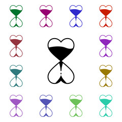 Poster - Sand clock with heart multi color style icon. Simple thin line, outline vector of heartbeat icons for ui and ux, website or mobile application