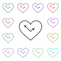 Poster - Heart wall clock multi color style icon. Simple thin line, outline vector of heartbeat icons for ui and ux, website or mobile application