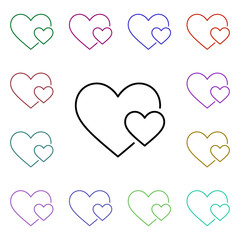 Poster - Lovers chatting heart multi color style icon. Simple thin line, outline vector of heartbeat icons for ui and ux, website or mobile application