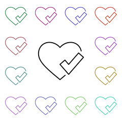 Poster - Checked heart multi color style icon. Simple thin line, outline vector of heartbeat icons for ui and ux, website or mobile application