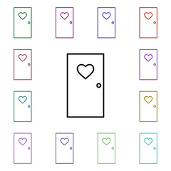 Poster - Heart door multi color style icon. Simple thin line, outline vector of heartbeat icons for ui and ux, website or mobile application