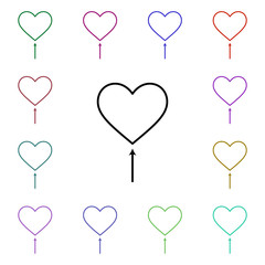 Poster - Heart shaped balloon multi color style icon. Simple thin line, outline vector of heartbeat icons for ui and ux, website or mobile application