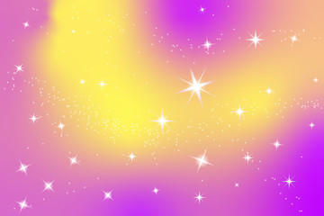 Wall Mural - abstract starry background with pink and yellow gradient.