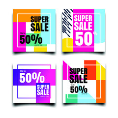 Fototapete - Modern abstract Sale Banners Design. Discount Banner Promotion Template. Dynamic modern fluid mobile for sale banners. Sale banner template design, Super sale special offer.