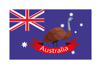 Sticker - national flag of australia with native animal