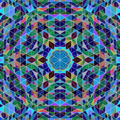 Poster - Geometrical radial tiled pattern mosaic background - colorful abstract circular hypnotic vector graphic with triangles