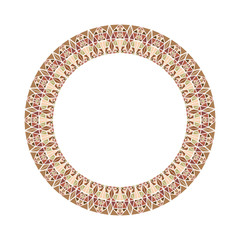 Poster - Colorful geometrical mosaic circle border - round circular polygonal vector design element from colored triangles