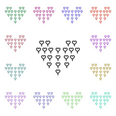 Poster - Heart balloon of multiple heart multi color style icon. Simple thin line, outline vector of heartbeat icons for ui and ux, website or mobile application