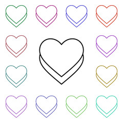 Poster - Hearts bring to front multi color style icon. Simple thin line, outline vector of heartbeat icons for ui and ux, website or mobile application