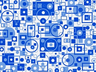 Poster - Decorative ornament of geometric shapes,blue geometric pattern 