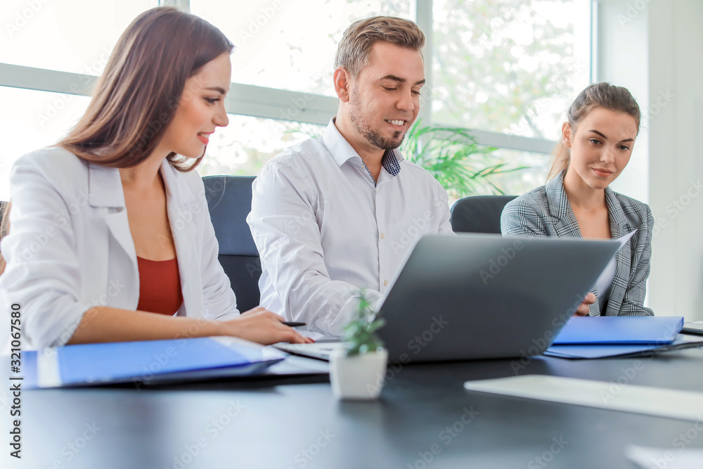 Group of business people during meeting in office