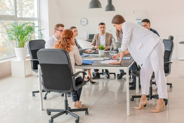 Sticker - Group of business people during meeting in office