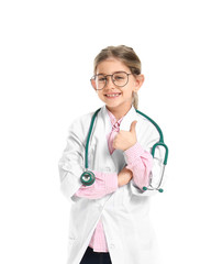 Canvas Print - Cute little doctor on white background