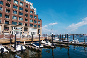 Wall Mural - Buildings at the port and harbor of Boston