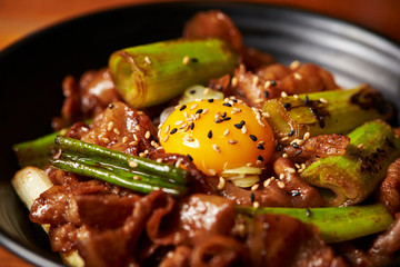 Poster - Grilled pork with scallion and egg rice bowl 