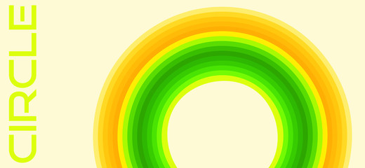 Aufkleber - Striped orange, green and yellow circle on cream background. Simple pattern