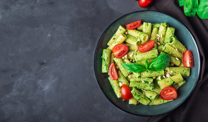 Wall Mural - Homemade tortiglioni pasta with vegan pesto sauce