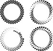 © Karloni - Set of black halftone dots in round form. Geometric art. Design element for border frame, logo, tattoo, sign, symbol, web pages, prints, posters, template, pattern and abstract background