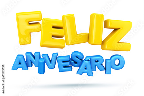 Fotografía Happy Birthday - Feliz aniversario portuguese - Brazil- 3d render