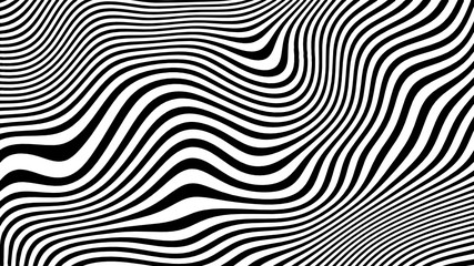 Vector - Diagonal black and white curved wave lines.Optical illusion.