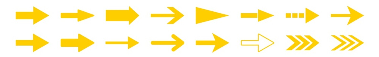 Fototapete - Arrow Icon Yellow | Arrows | Infographic Illustration | Direction Symbol | Pointer Logo | Up Sign | Isolated | Variations