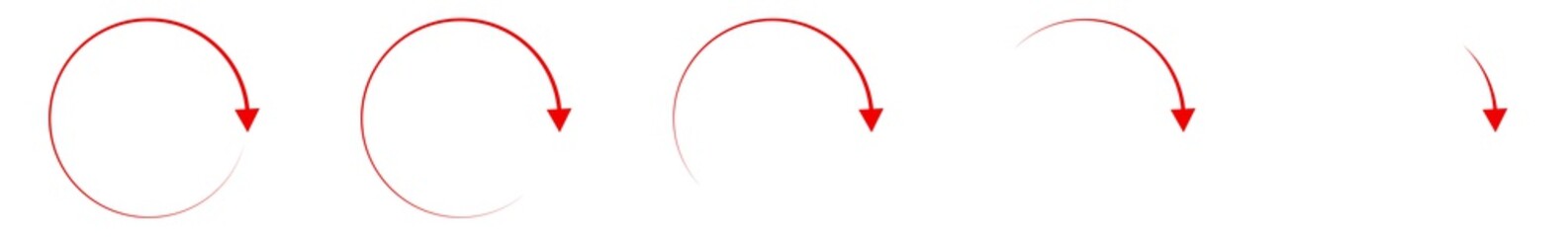 Fototapete - Arrow Icon Red | Circle Arrows | Infographic Illustration | Direction Symbol | Curved Loading Logo | Up Sign | Isolated | Variations