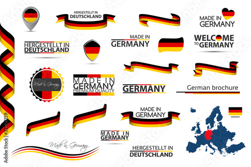 Fotomural Big vector set of German ribbons, symbols, icons and flags isolated on a white b