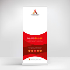 Wall Mural - roll-up banner design, advertising stand template for placing photos and text, modern graphic style,