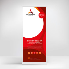 Wall Mural - roll-up banner design, advertising stand template for placing photos and text, modern graphic style,