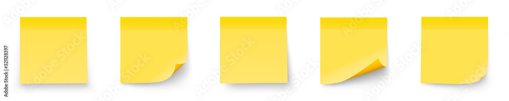 Realystic set stick note isolated on white background. Post it notes collection with shadow - stock vector. - obrazy, fototapety, plakaty 