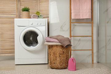 Sticker - Modern washing machine and laundry in bathroom