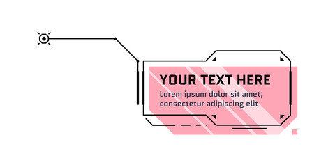 Poster - HUD futuristic style callout title. Infographic call out box bar and modern digital info frame layout template. Interface UI and GUI pink textbox element. Vector illustration