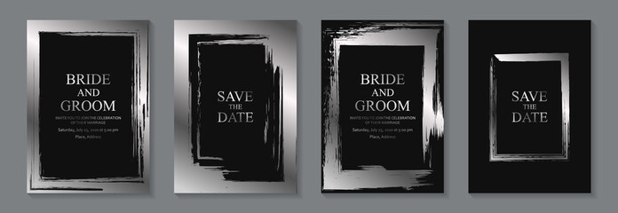 Wall Mural - set of modern grunge luxury wedding invitation design or card templates for business or poster or gr