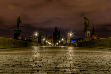 Wall Mural - Charles Bridge (Karluv Most) at midnight, Prague