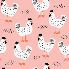 Seamless Pattern With Cute Hens Creative Baby Texture