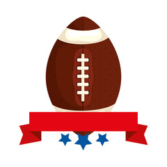 Poster - ball american football with ribbon and stars