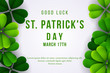 Happy St. Patrick's Day background with clover leaves