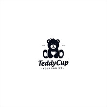 Teddy Bear With Cup Logo Design Template