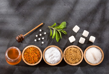 Wall Mural - Variety of sugars on the table