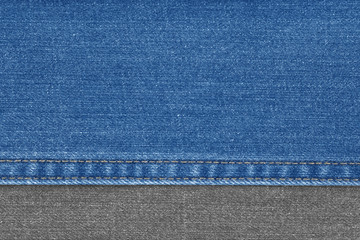 Blue  and gray Denim or jeans fabric with seam texture abstract background