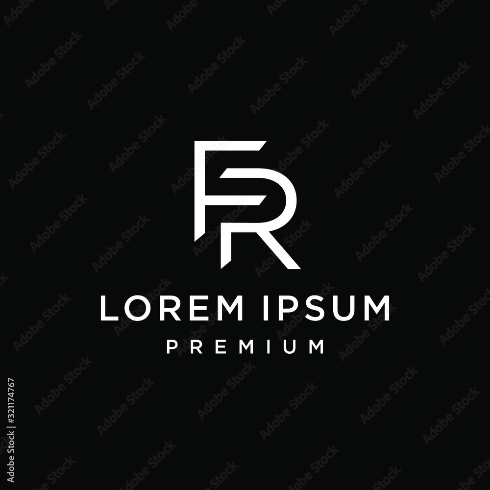 initial F R RF FR icon logo logotype font vector design in elegant and ...