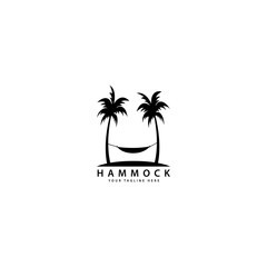 hammock logo design with outdoor palm trees