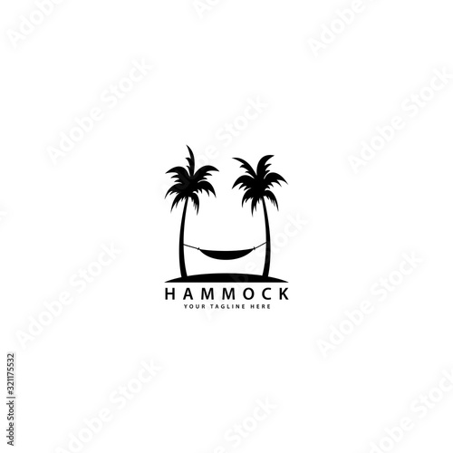 hammock logo design with outdoor palm trees Tableau sur Toile