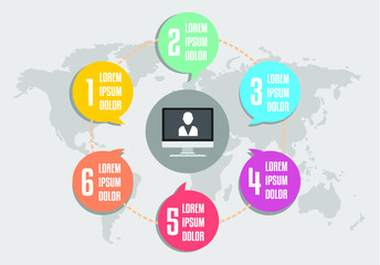 Fototapete - Bundle of editable colorful business and public information info graphics with flat design of chart, table, and icons.