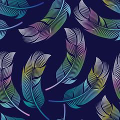 feathers with gradient. seamless pattern