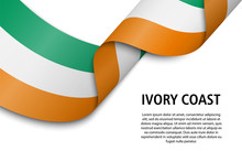 Waving Ribbon Or Banner With Flag Ivory Coast