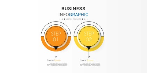 Business infographic element with 2 options, steps, number vector template design