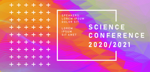 Wall Mural - Abstract background with colorful polygonal mesh. Poster template for Science and IT Technologies Business Conference.